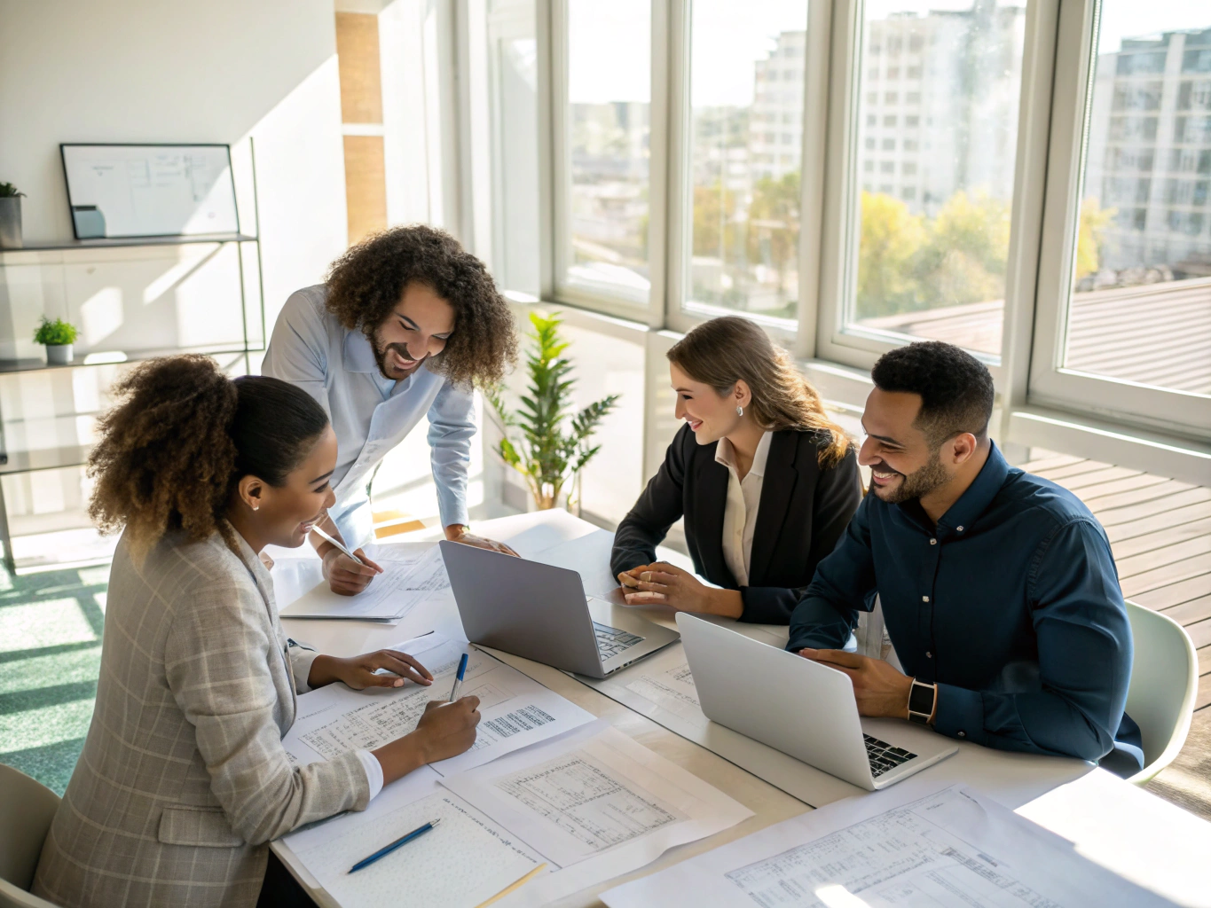 Marley Estates team members collaborating inside a modern British estate agency office